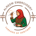 شعار Alreem Embroidery للتطريز التراثي الفلسطيني اليدوي يعكس الأصالة والهوية الثقافية بخيوط تقليدية